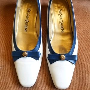 YSL white pumps
